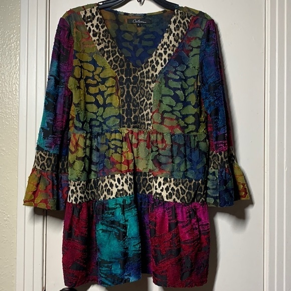Caleaas Tops - Caleaas Multi Print Patchwork Tunic, S